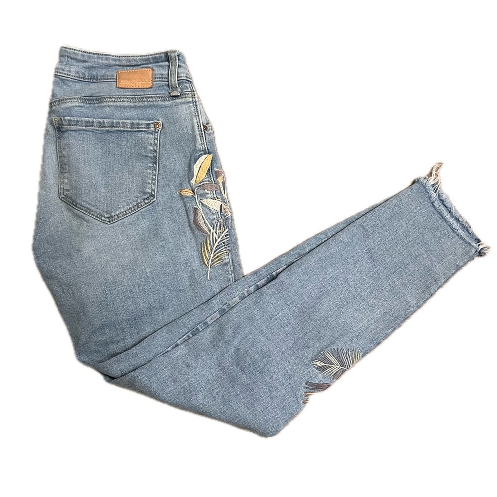 Mavi Womens Adriana Blue Mid Rise Embroidered Denim Skinny Jeans 0 25 - Picture 3 of 16